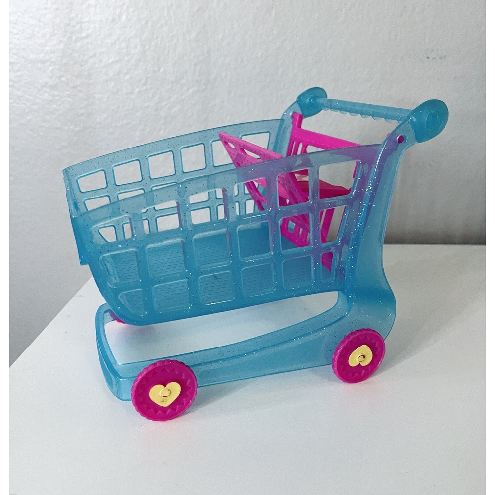 Shopkins‎ XL Shopping Cart Blue Pink Sparkle Heart Accent Wheels Buggy